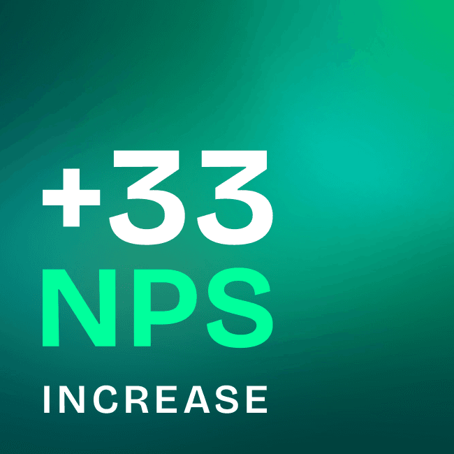 +33 nps increase graphic on green background