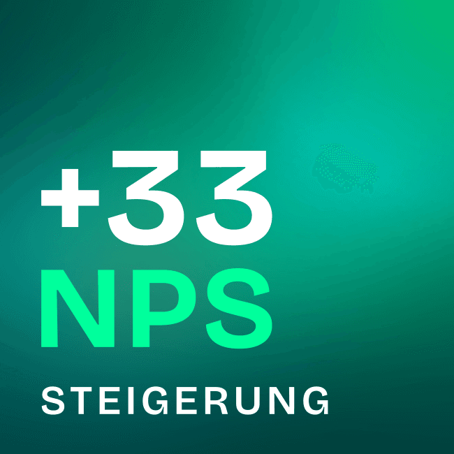 Grafik mit +33 NPS-Anstieg auf grünem Hintergrund